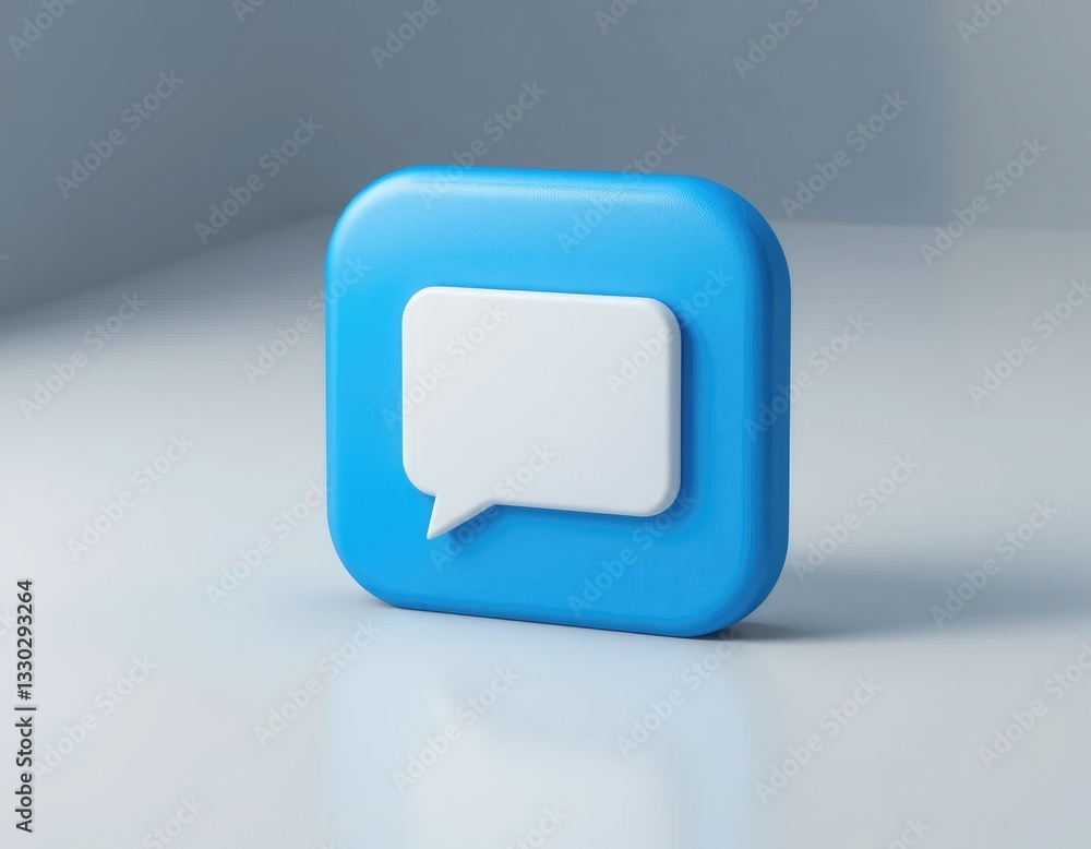 Blue Square Speech Bubble Icon for Message or Communication App Blue Square Speech Bubble Icon for Message or Communication App