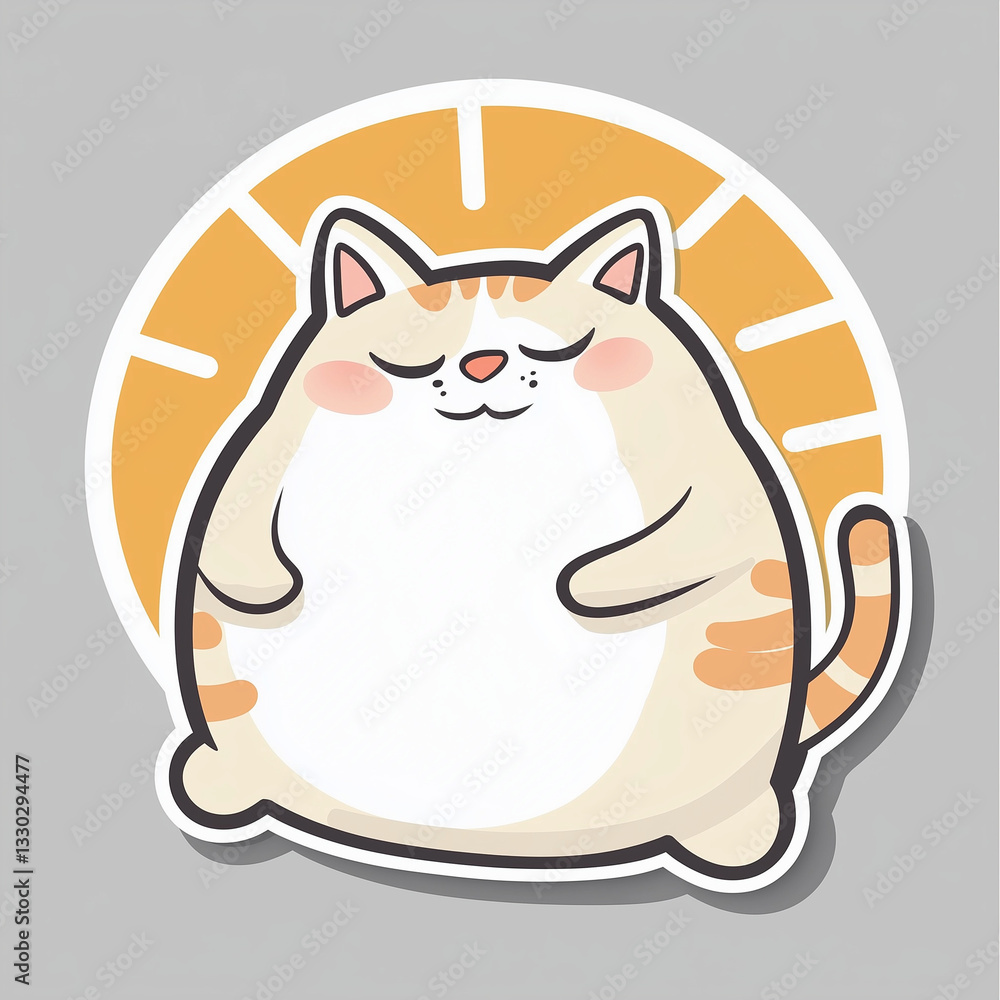 Obraz premium funny fat cat in sticker line style