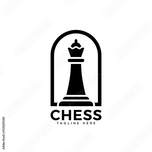 Queen chess logo design vector illustration