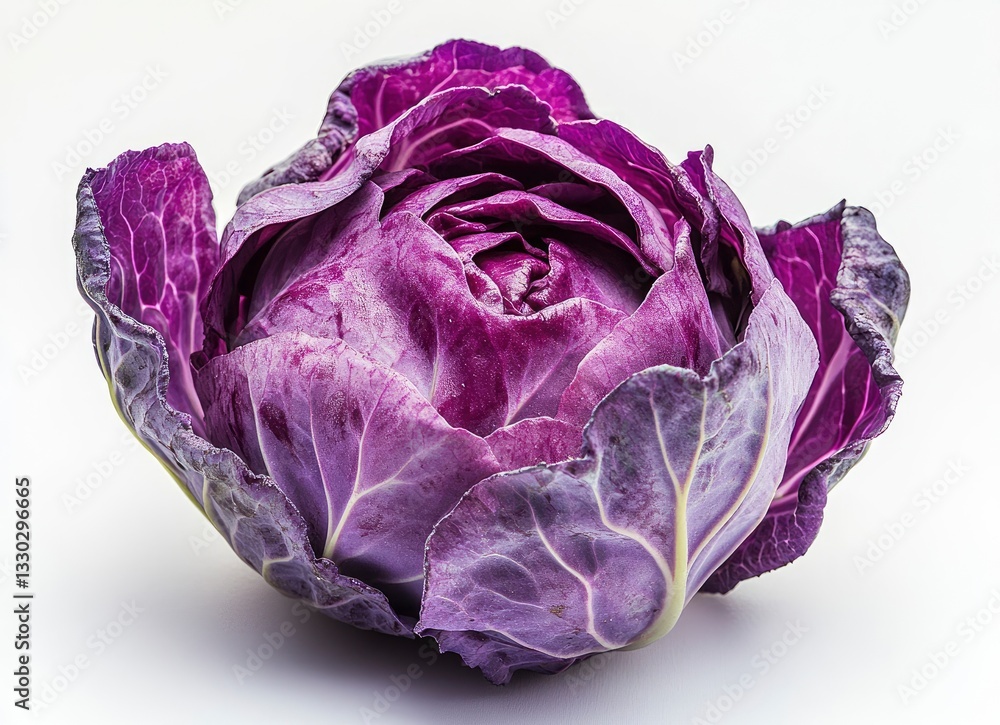 Close-up of a Fresh Red Cabbage Head on a White Background Close-up of a Fresh Red Cabbage Head on a White Background