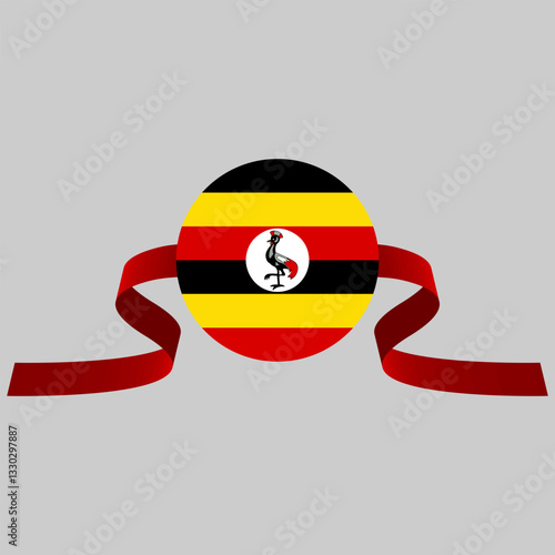 Uganda flag with ribbon behind