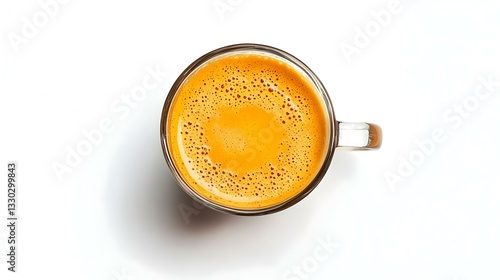 Composition with glass cup of pumpkin latte