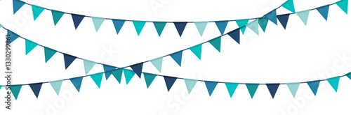 Fanions - Guirlande - Drapeaux - Triangles - Bannière festive et colorée pour la fête - Couleurs bleues pour un célébration, un événement comme un anniversaire 