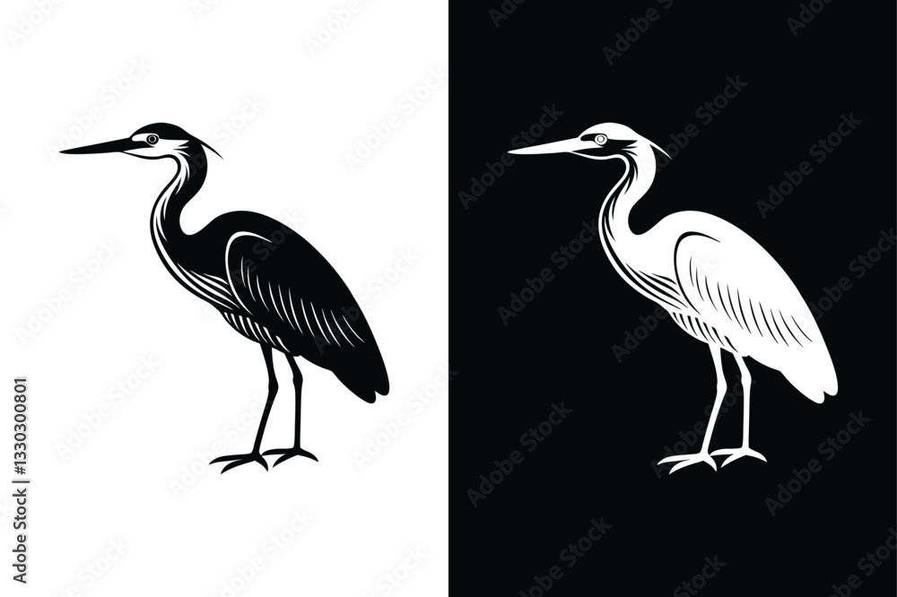 Fototapeta premium Heron icon vector on White Background ,Vector Art Illustration on white background.