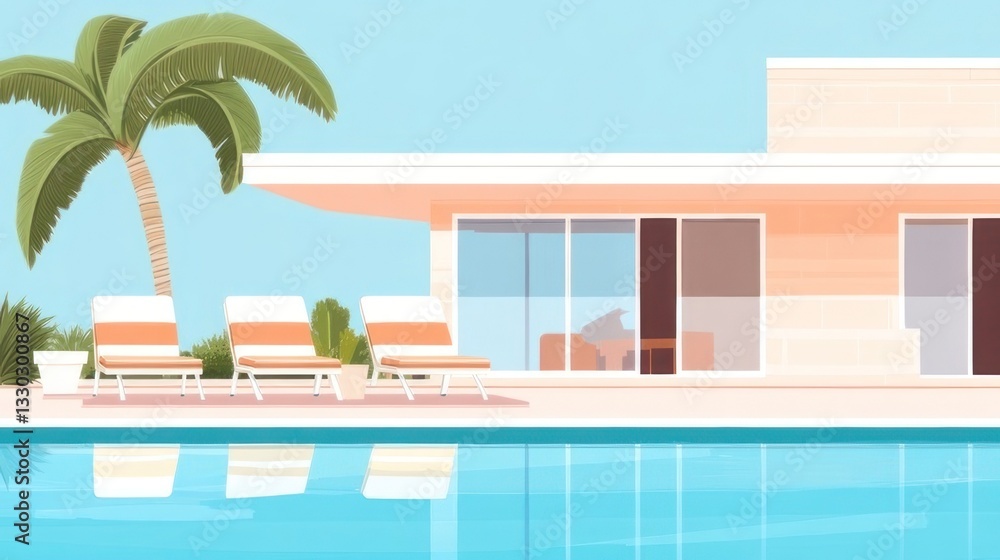 Fototapeta premium Tropical Modern Home with Pool