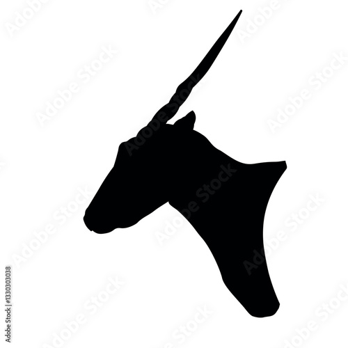 Eland antelope head. Black silhouette profile. Vector illustration isolated on white background