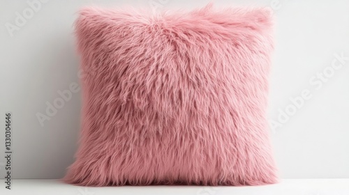 Pink faux fur throw pillow