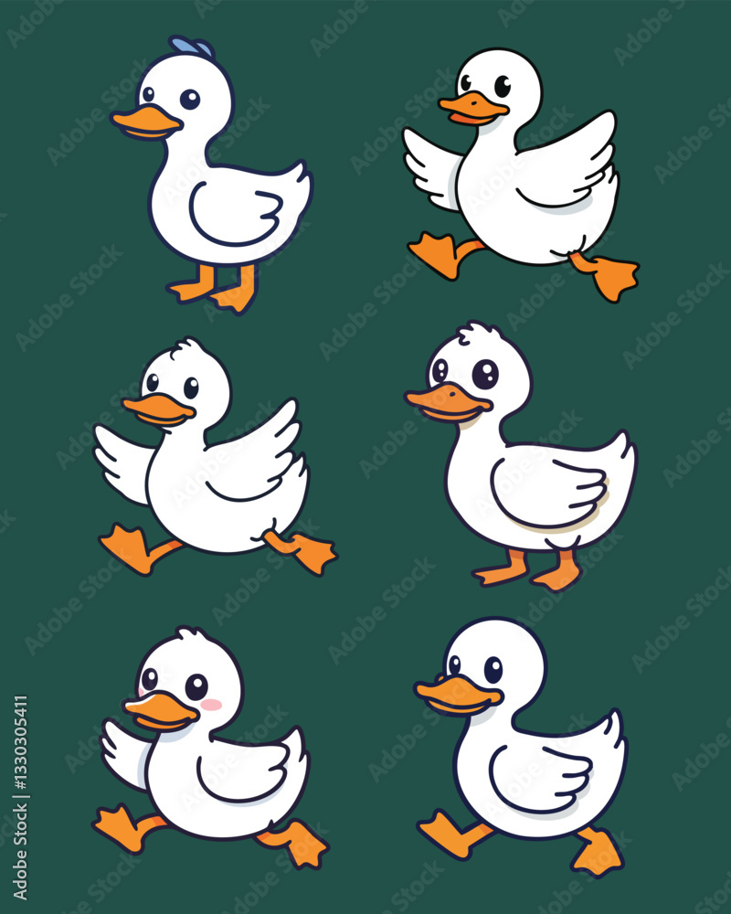Fototapeta premium Cute Duck Character Set