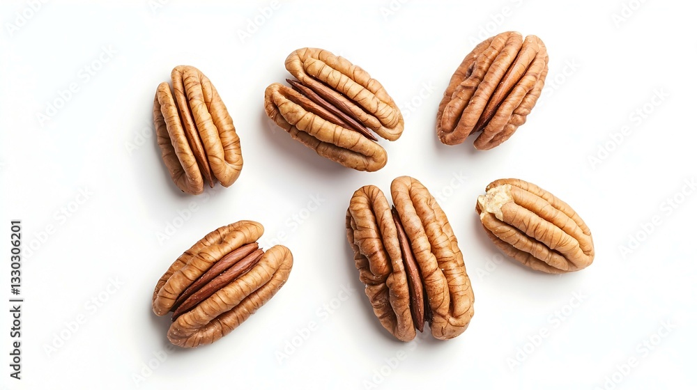 Obraz premium Pecan nuts in shell and peeled pecan kernels