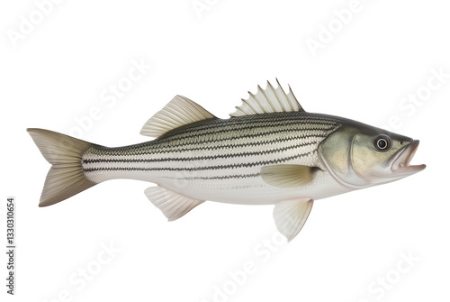 Striped Bass Swimming in Clear Water with Detailed Scales