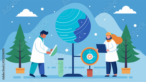 By analyzing data from tree ring and ice core samples scientists can create detailed climate records that help inform datadriven models and improve their accuracy.. Vector illustration