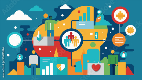 Comprehensive analysis of population health trends helps policymakers prioritize funding and resources towards areas with the greatest health needs.. Vector illustration