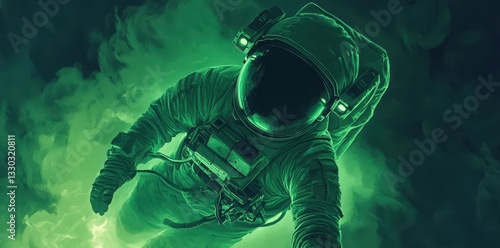 Wallpaper Mural An astronaut floating in a green cloud like environment Torontodigital.ca