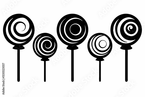 lollipop set line art silhouette vector illustration