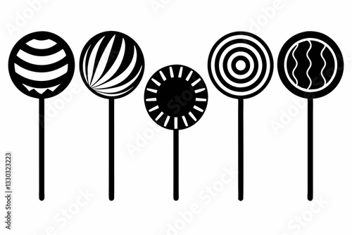 lollipop set line art silhouette vector illustration