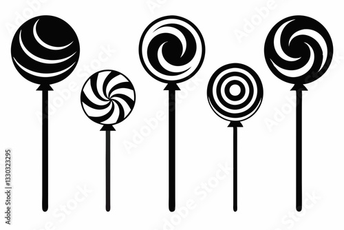 lollipop set line art silhouette vector illustration
