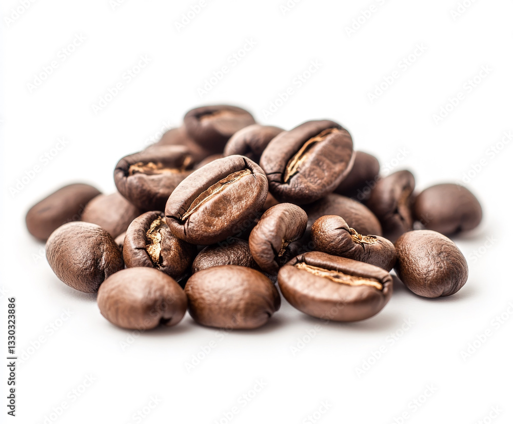 Light roast organic arabica coffee beans isolated on a white background Light roast organic arabica coffee beans isolated on a white background