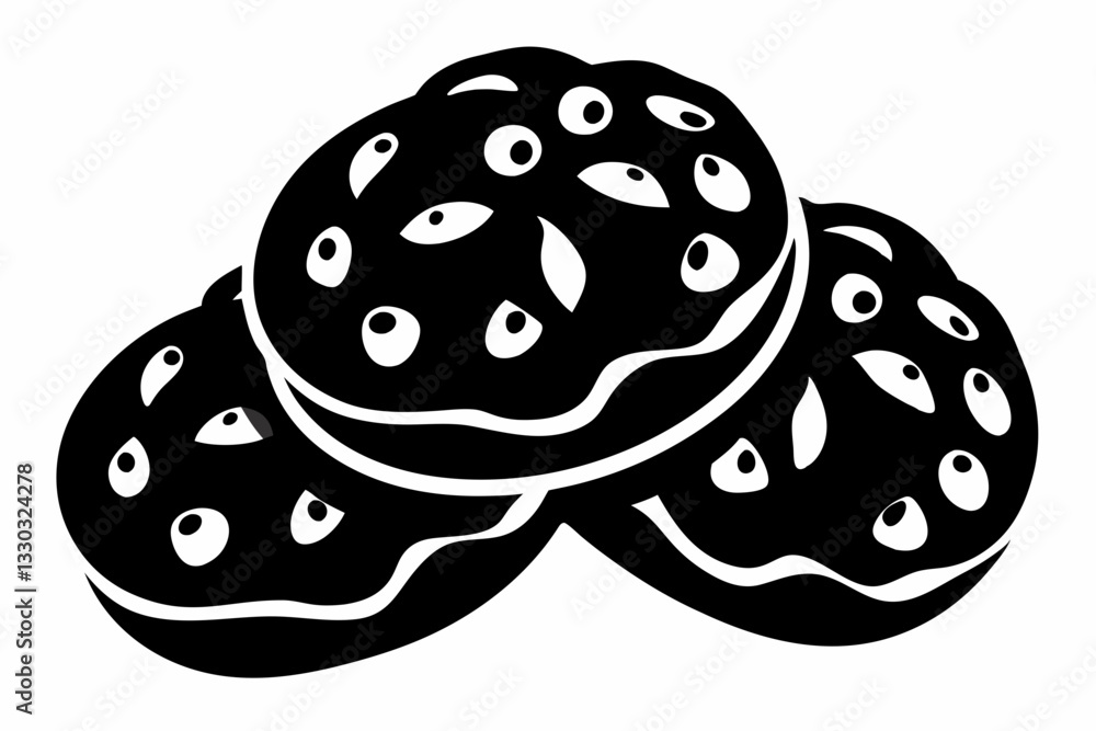 chocolate chip cookies line art silhouette vector illustration chocolate chip cookies line art silhouette vector illustration