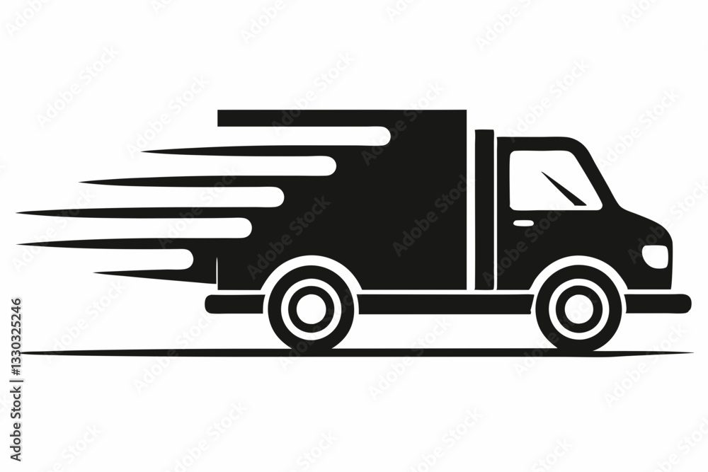 fast moving shipping delivery truck line art silhouette vector illustration fast moving shipping delivery truck line art silhouette vector illustration