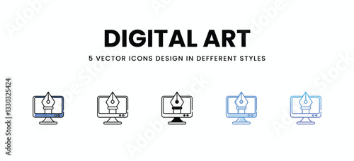 Digital Art vector icons set stock illustration