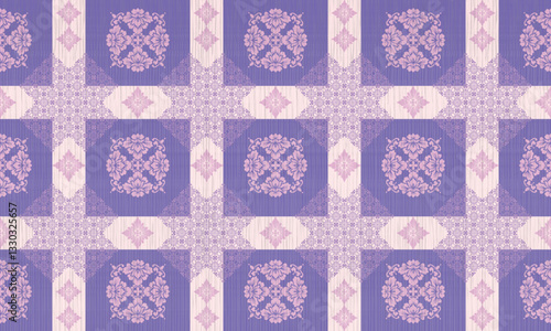 Rug  pattern flowers soft violet in a dark violet background