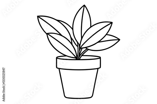 house plant line art silhouette vector illustration