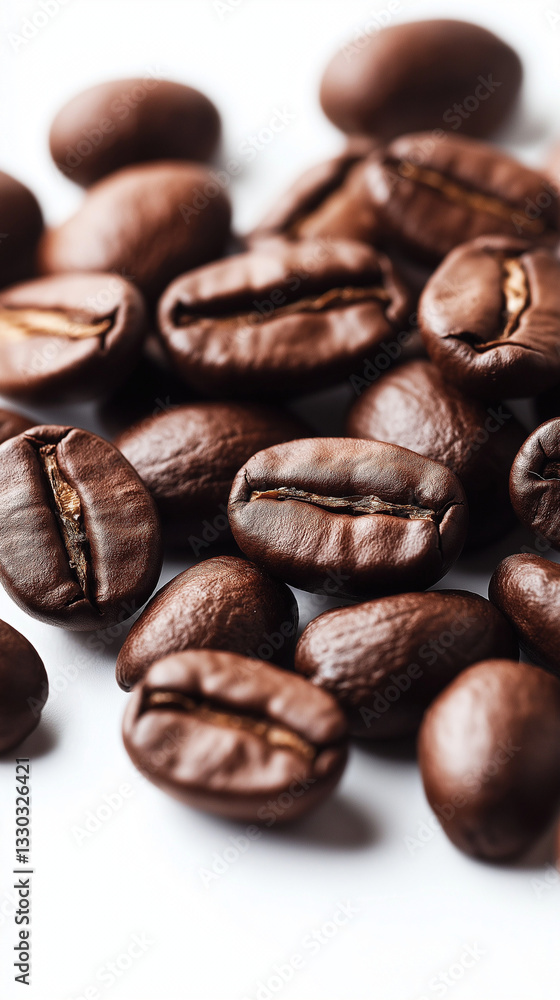Freshly roasted coffee beans on a white background Freshly roasted coffee beans on a white background
