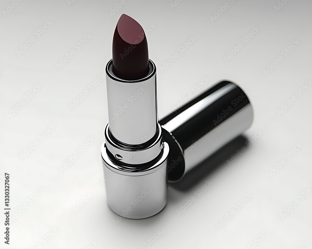 Dark lipstick, open case, white background Dark lipstick, open case, white background