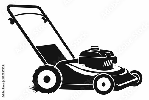 mower line art silhouette vector illustration