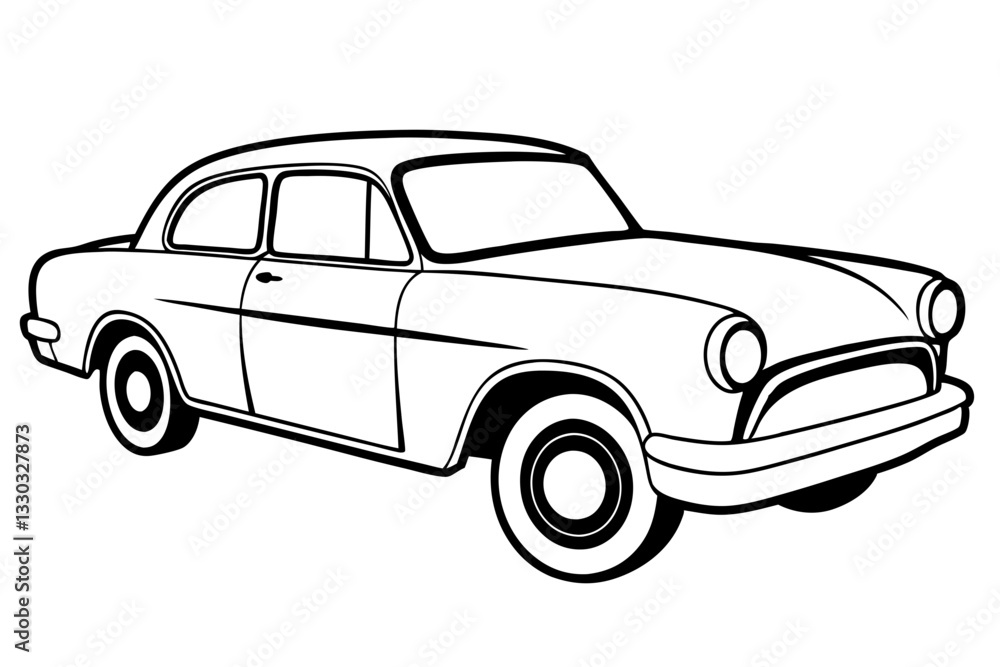 Naklejka premium old car line art silhouette vector illustration