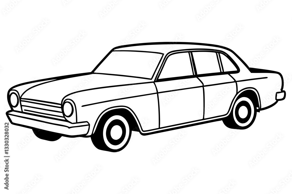 Naklejka premium old car line art silhouette vector illustration