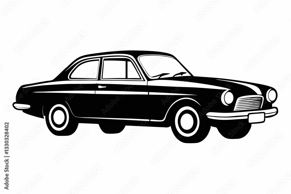 Obraz premium old car line art silhouette vector illustration