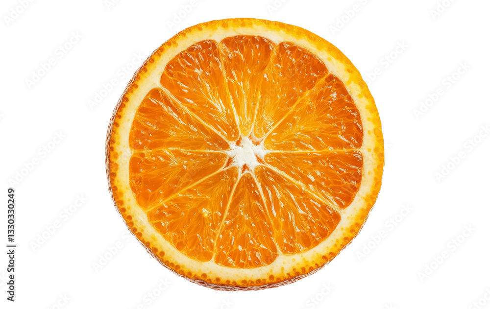 Freshly Cut Orange Slice on White Background for Culinary Use Freshly Cut Orange Slice on White Background for Culinary Use