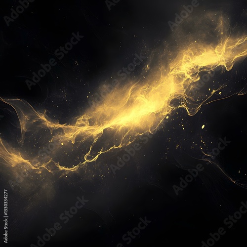 A high-end abstract graphic with glowing yellow hues blending into dark black tones, accompanied by a soft light aura and delicate grain texture to create depth and visual richness