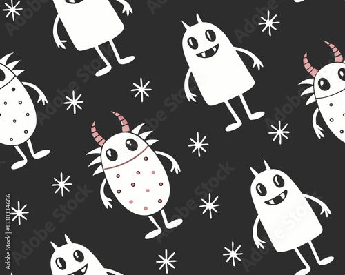 seamless pattern with cute monsters