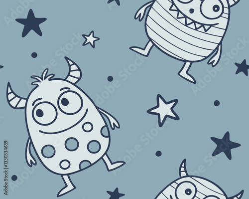 seamless pattern with cute monsters