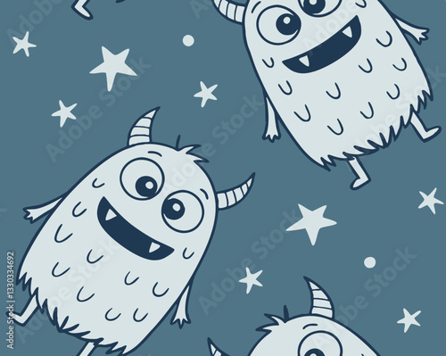 seamless pattern with cute monsters
