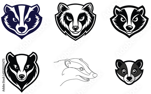 Badger Face Mascot Logo set
