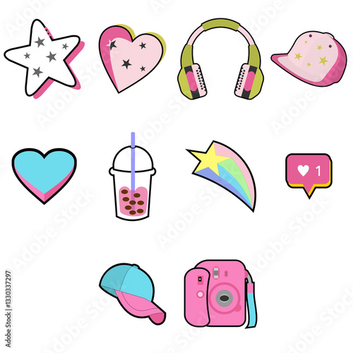 cute girl favorite stuff element illustration