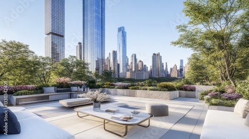 Wallpaper Mural Luxury Rooftop Terrace with City Skyline View Torontodigital.ca