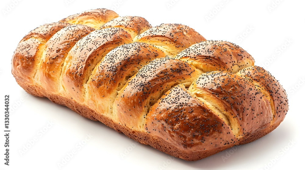 Brioche loaf with poppy seeds isolated Brioche loaf with poppy seeds isolated