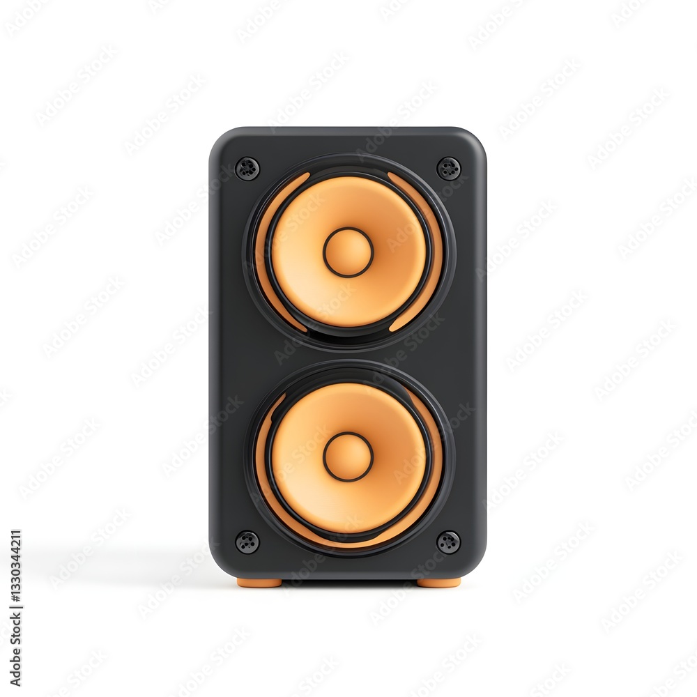 Black Stereo Speaker with Two Orange Woofers High Quality Audio System Black Stereo Speaker with Two Orange Woofers High Quality Audio System