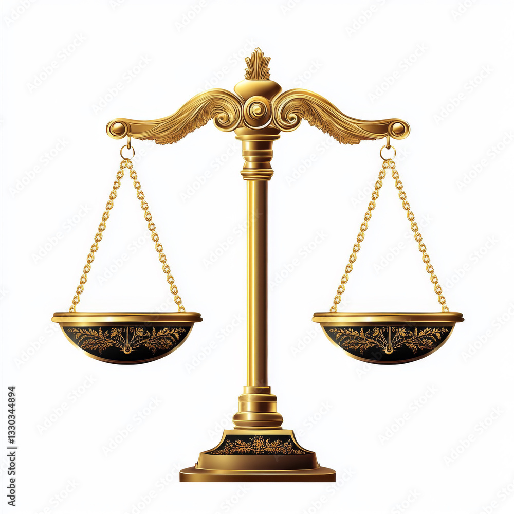Elegant gold weighing scale icon used in legal and court concepts Elegant gold weighing scale icon used in legal and court concepts