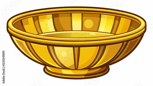 Empty crockery gold bowl isolated on white background