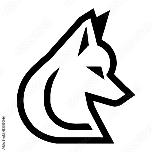 Minimalist Fox Silhouette Black and White Outline Line Art Drawing of Full Body Fox Illustration
