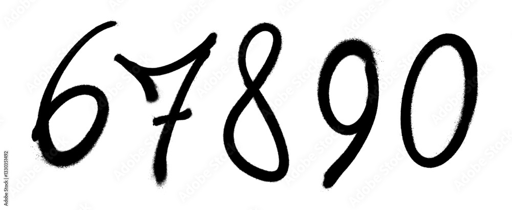 Obraz premium Graffiti spray font alphabet. Digits. Part 7. Vector illustration