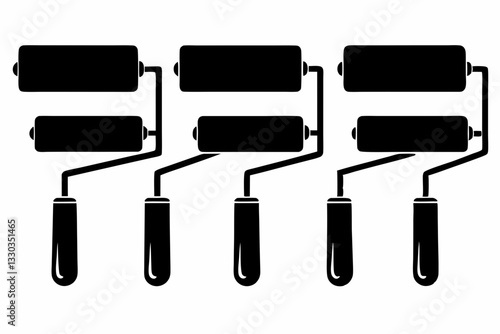 paint rollers set line art silhouette vector illustration