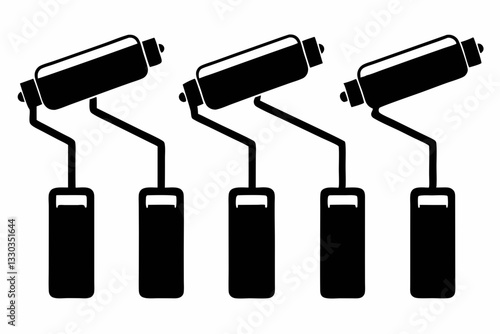 paint rollers set line art silhouette vector illustration