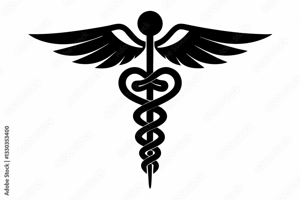 caduceus medical symbol line art silhouette vector illustration caduceus medical symbol line art silhouette vector illustration