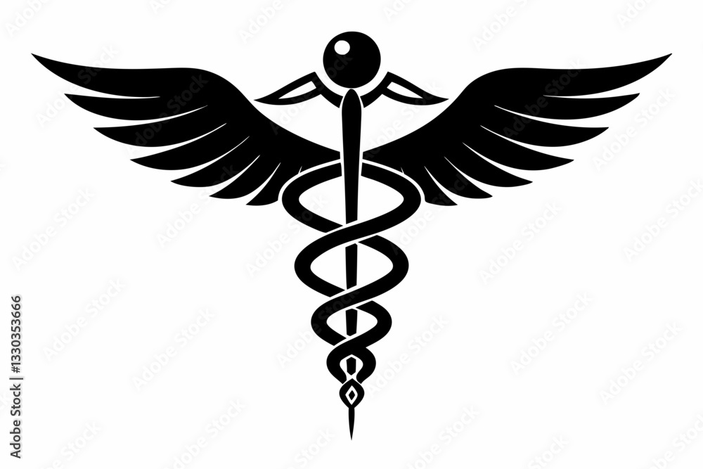 caduceus medical symbol line art silhouette vector illustration caduceus medical symbol line art silhouette vector illustration